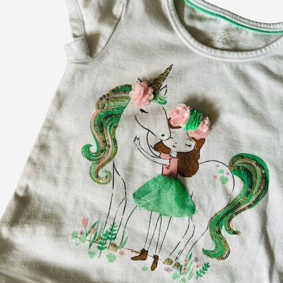 Jumping Beans & Maggie & Zoe Bundle Unicorn Top & Striped Shorts Size 5 - Picture 3 of 9
